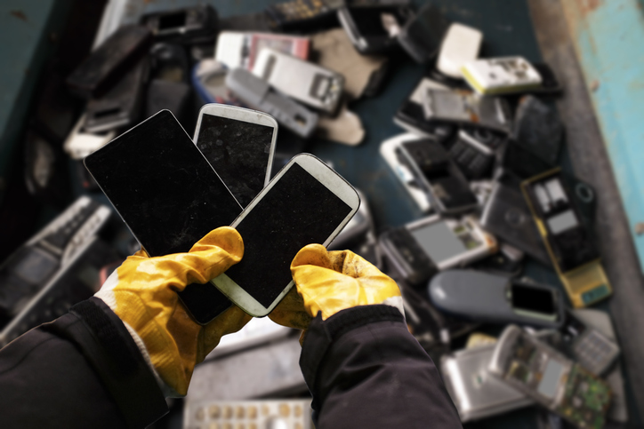old phones being thrown away